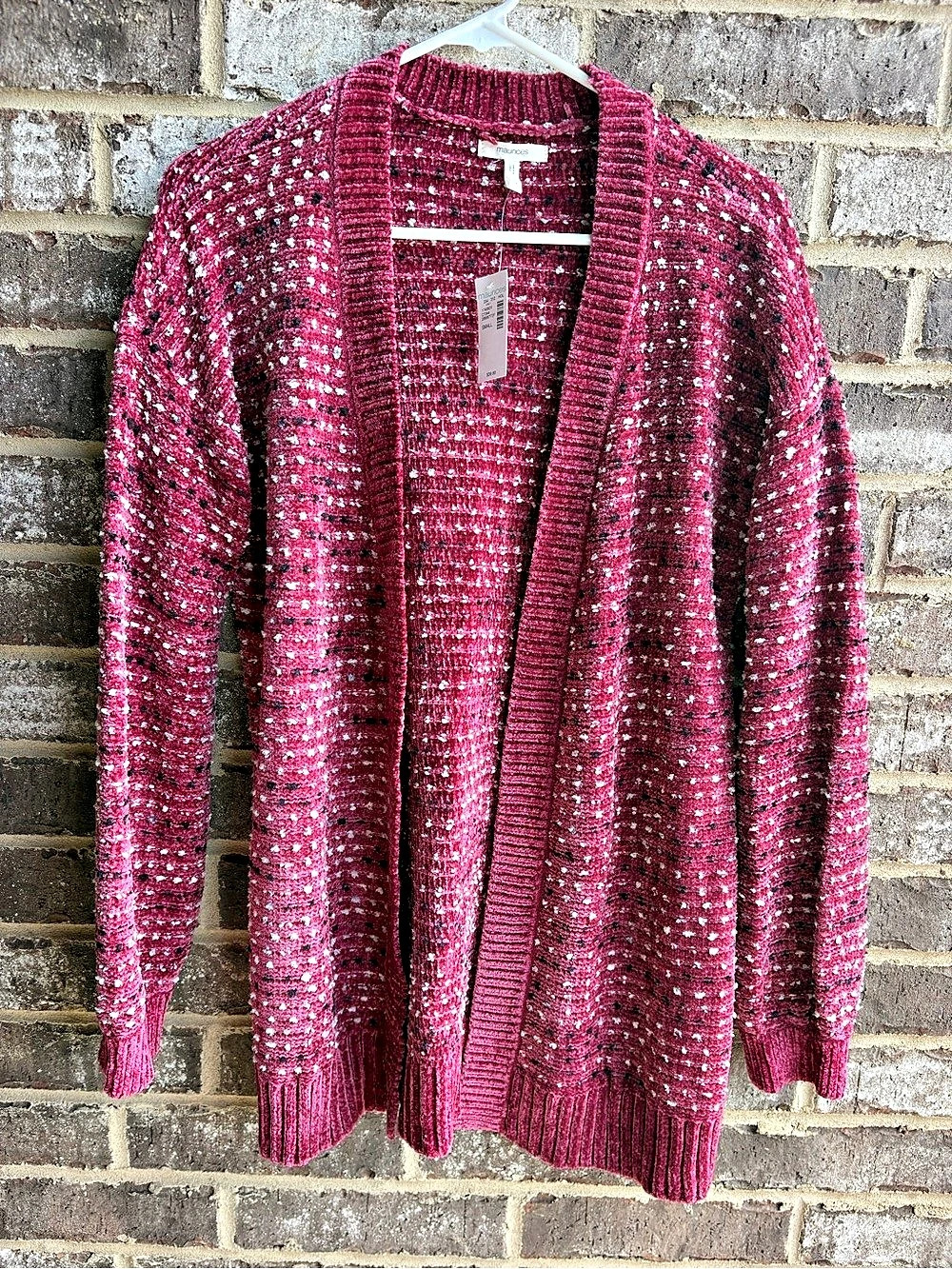 Maurices Textured Cardigan in Burgundy & White Size Small NWT